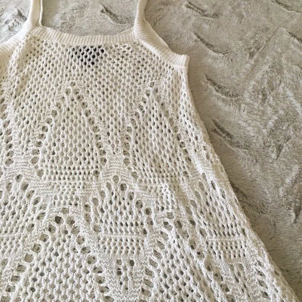 chelsea & theodore white cotton crochet top tank top size small